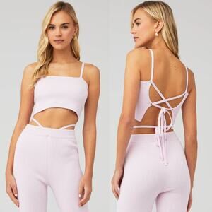 NWT 4th Reckless Pink Scorpios Top Open Back Cropped Top Ribbed Strappy Size S